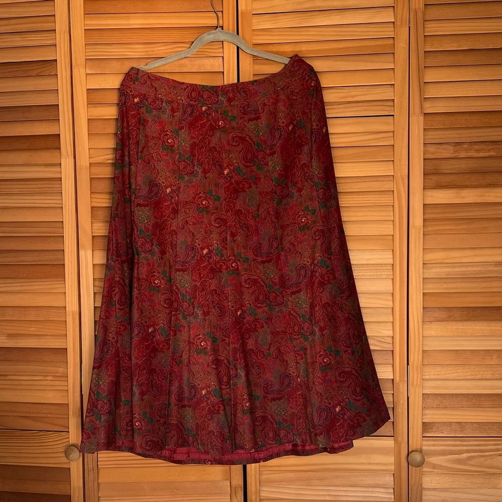 Christopher & Banks Red Paisley A-Line Skirt